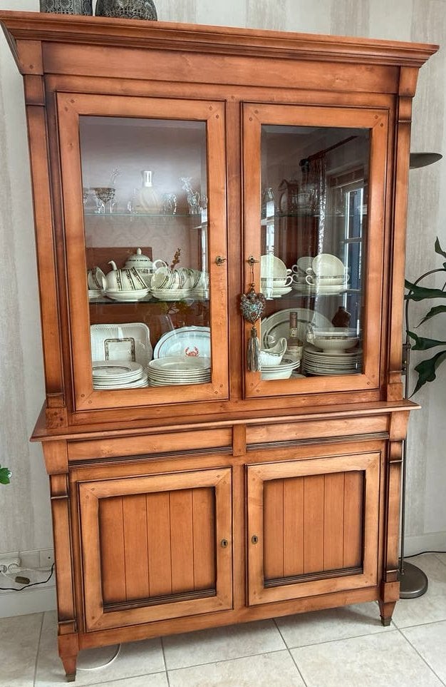 Mulleman kersenhouten buffetkast met glas en dichte deuren, Ophalen of Verzenden