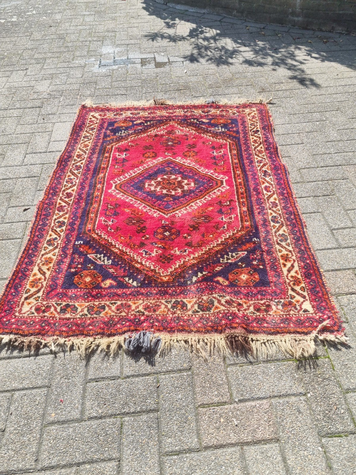 Vintage Oosters Tapijt - Shiraz-Zaronim - 155x115cm, Ophalen, Oosters, Vintage, Traditioneel, Gebruikt, 100 tot 150 cm