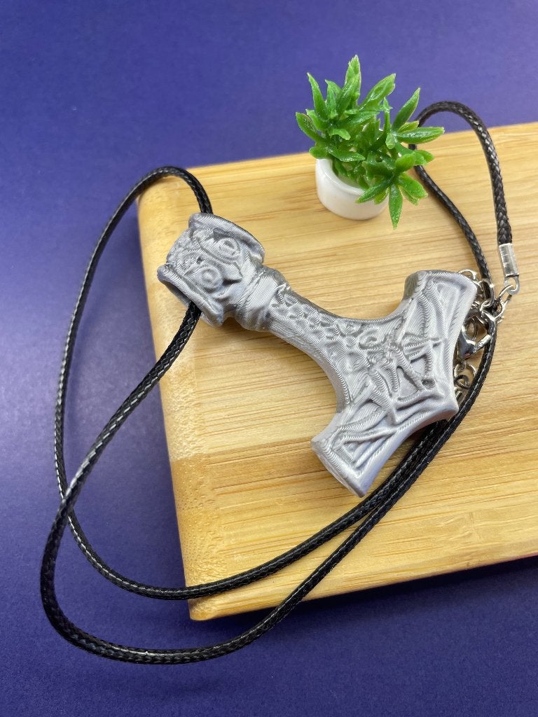 Wax ketting met 3d hamer van Thor, Verzenden, Nieuw, Zilver, Overige materialen