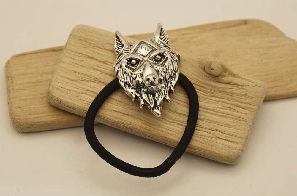 Haarelastiek wolf zilverkleurig, Importeur :  Riemen bretels, Marktplaats@riemen-bretels.nl, Haarspeld, Verzenden