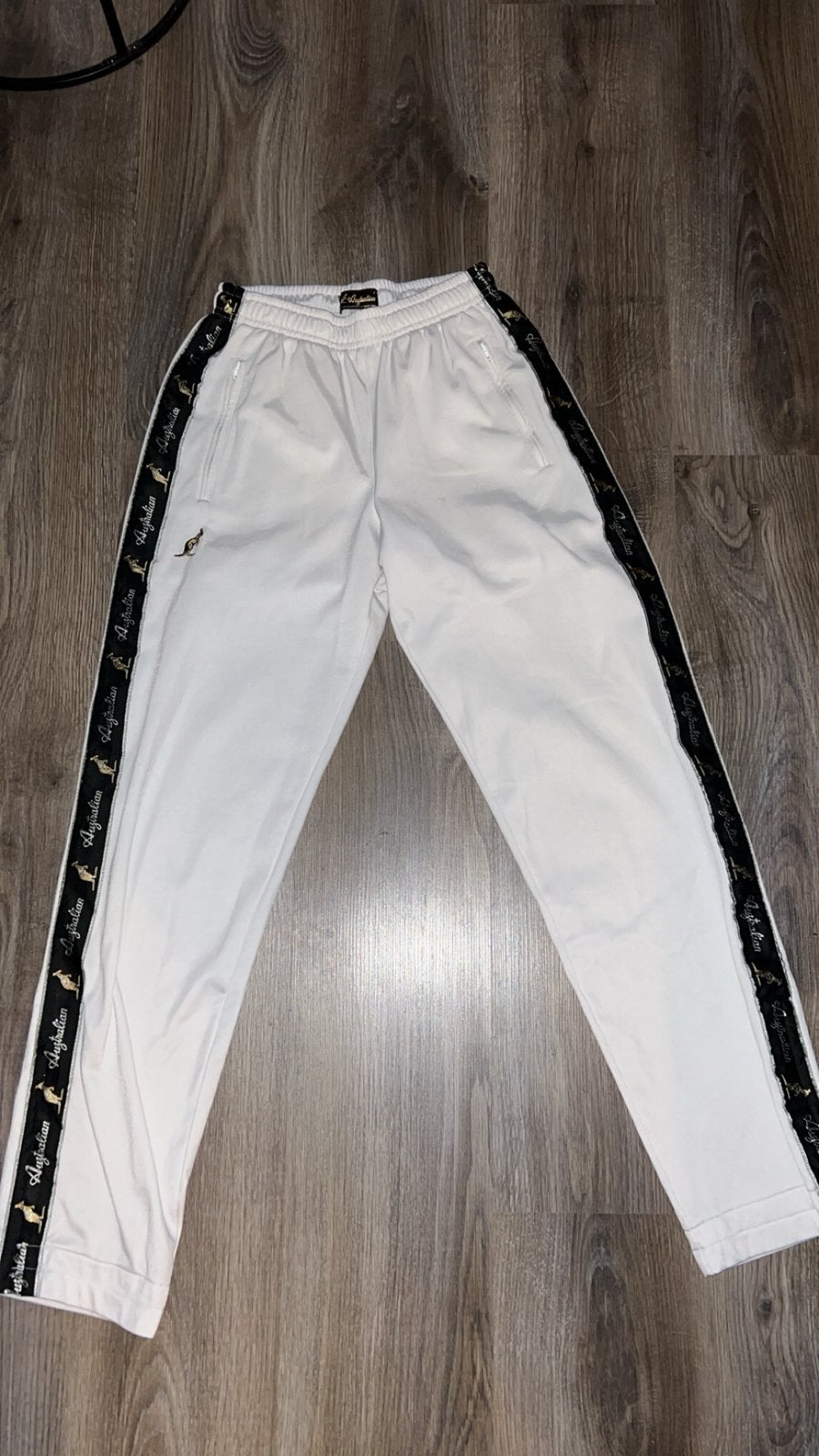Witte Australian broek met zwarte bies, Kleding | Dames, Ophalen of Verzenden, Zo goed als nieuw, Wit, Lang
