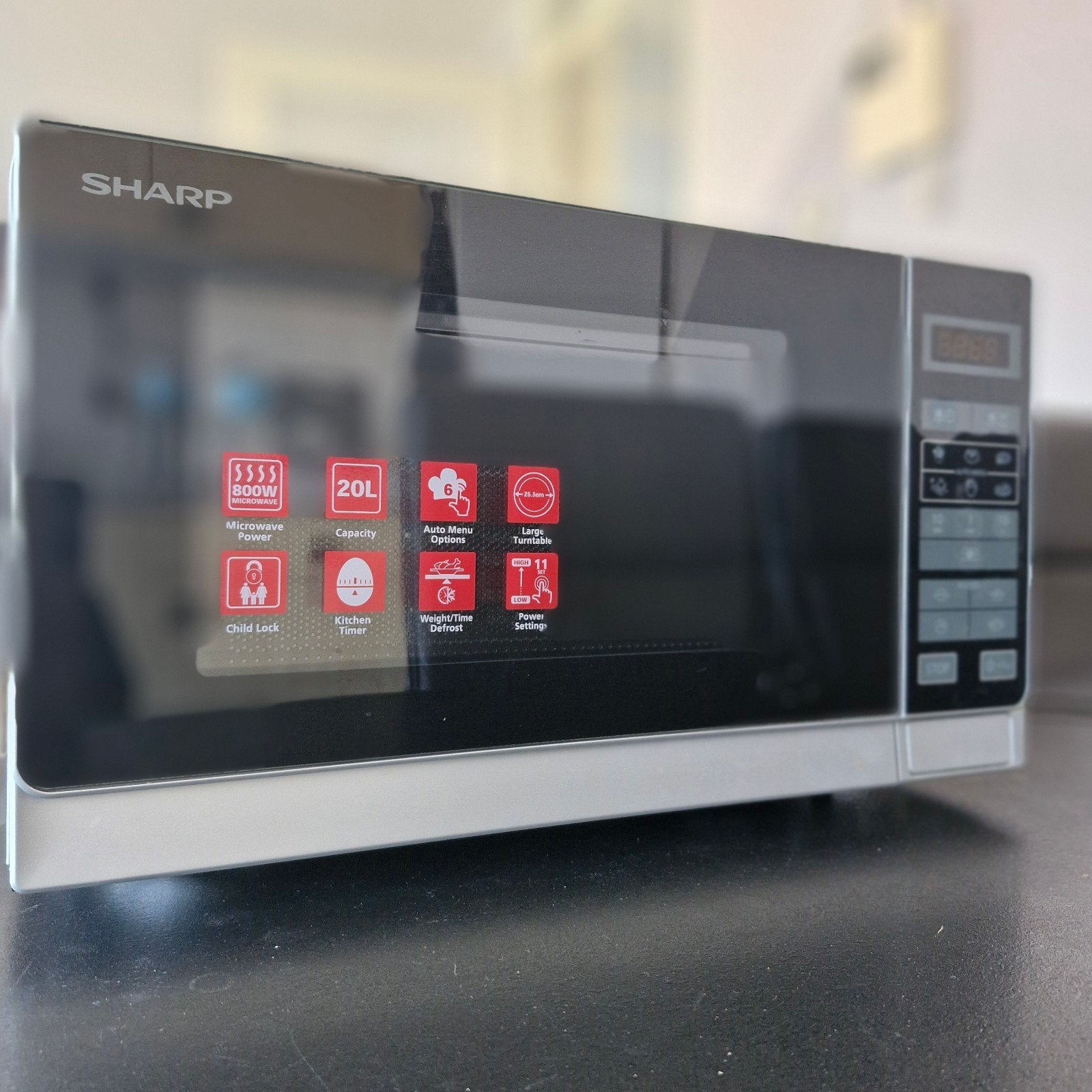 Sharp Magnetron 800W 20L met Draaiplateau, Ophalen, Minder dan 45 cm, Draaiplateau, Vrijstaand