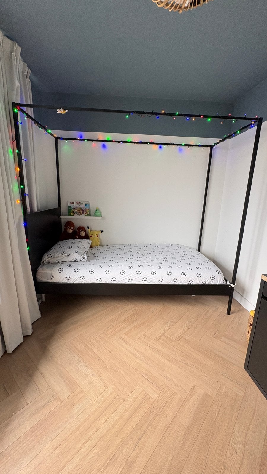 WOOOD Dani Eenpersoonsbed - Matzwart (90x200 cm), Ophalen, Gebruikt, 90 cm, Eenpersoons