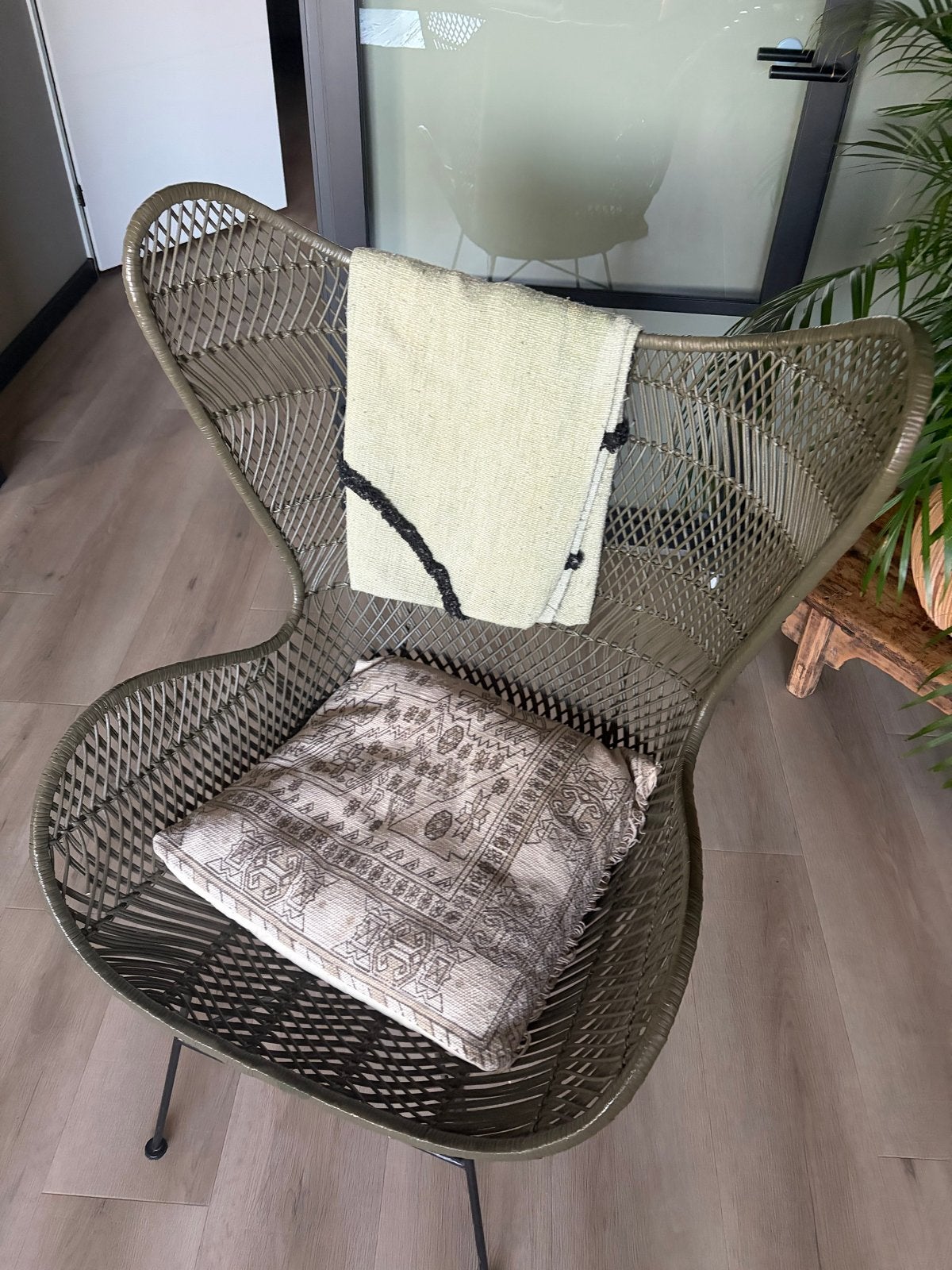 Hkliving rotan vlinderstoel, zo goed als nieuw, Ophalen, Zo goed als nieuw, Riet of Rotan, 75 tot 100 cm