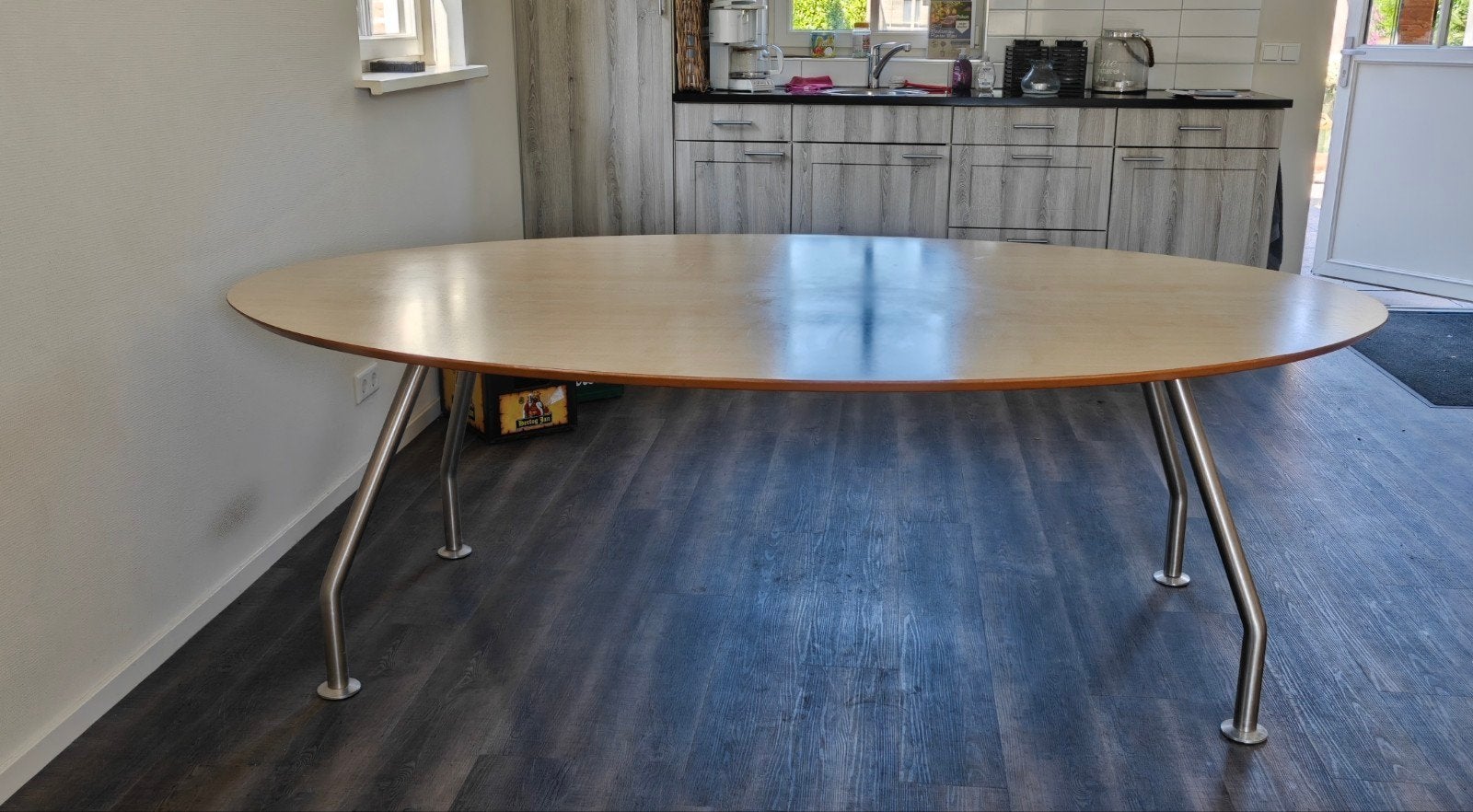 Stevige ovale kantoortafel - 220x130 cm, Huis en Inrichting, Tafels | Eettafels, Ophalen