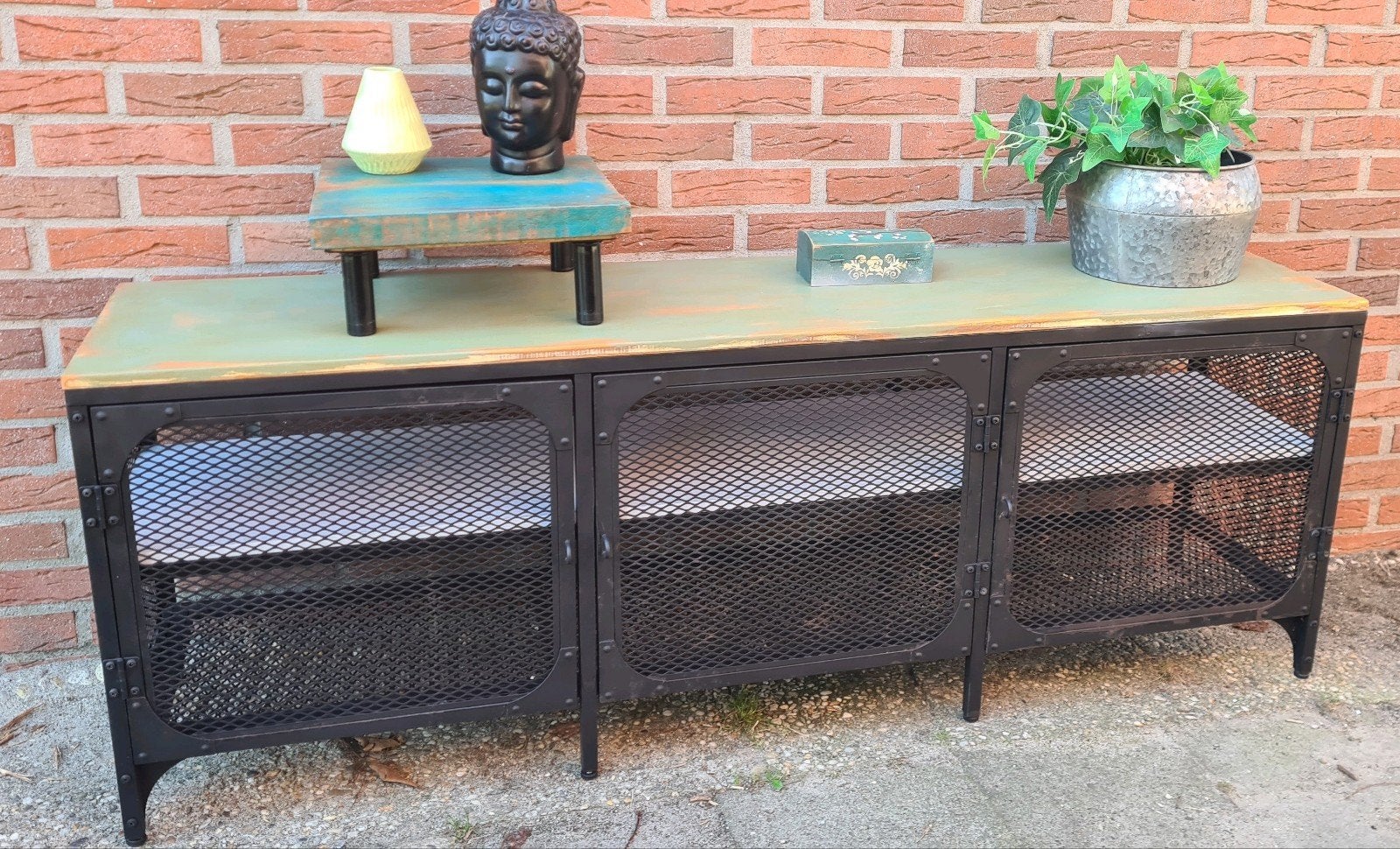 stoer tv-meubel tv-kast dressoir industrieel staal, Ophalen, 100 tot 150 cm, Zo goed als nieuw, Minder dan 100 cm