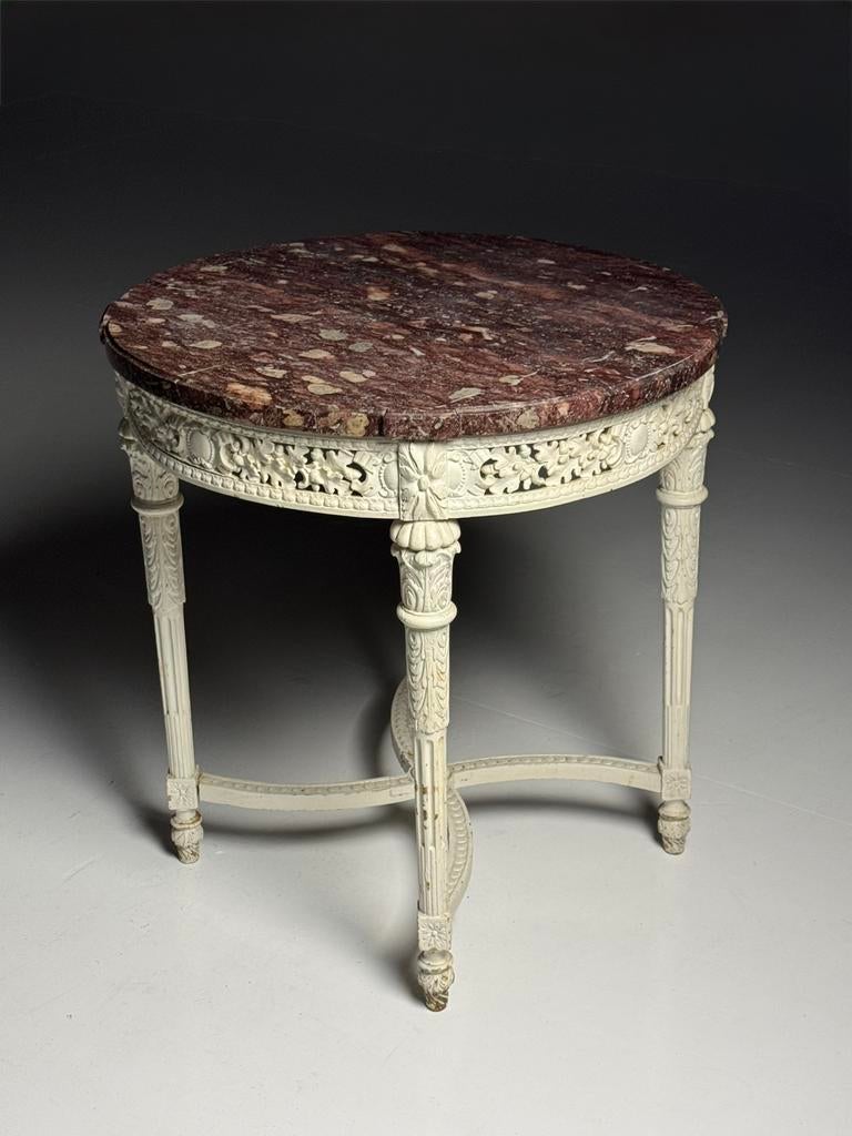 Gueridon Salon Tafel 19e eeuw rood marmer, Ophalen
