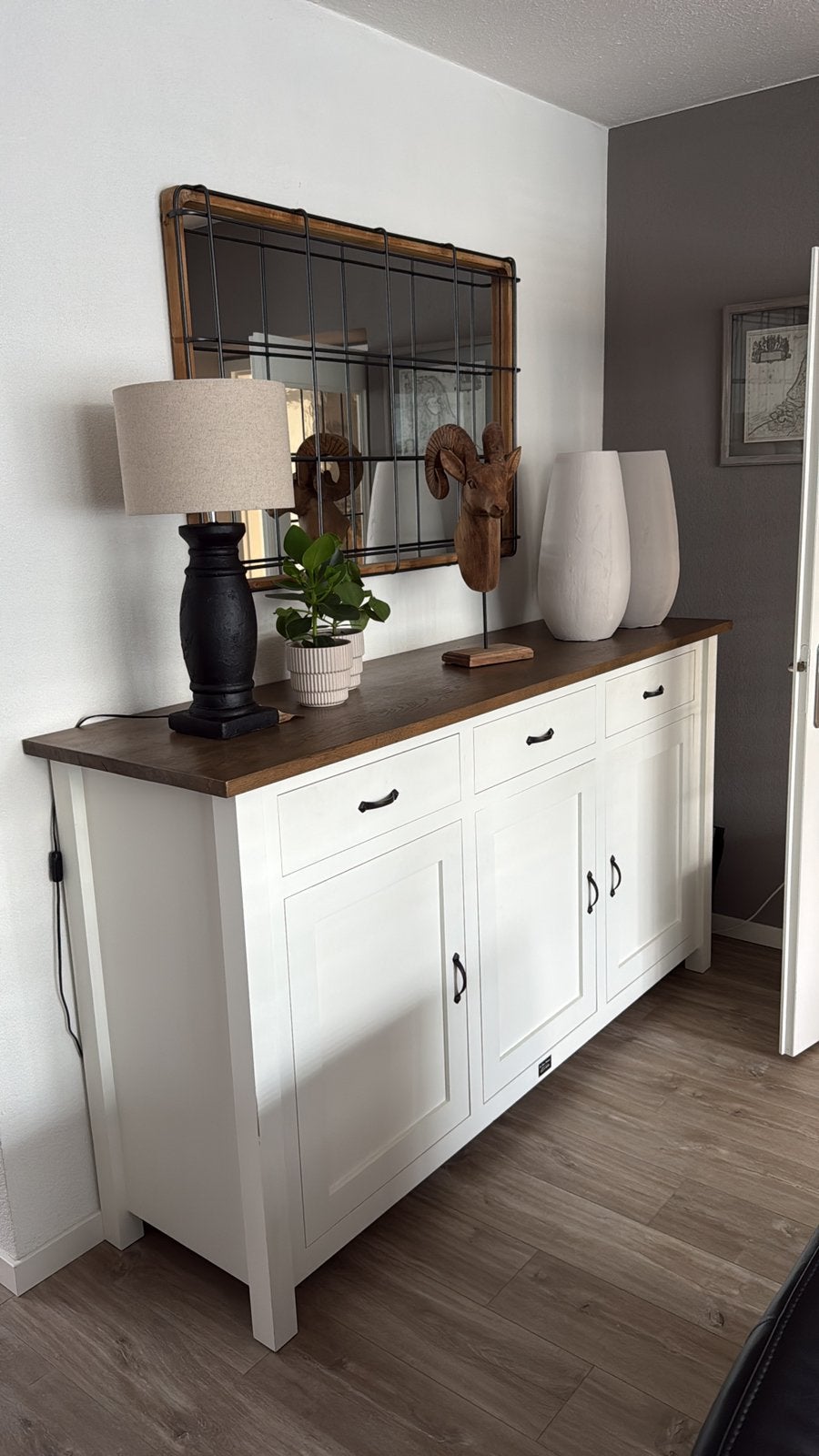 Handgemaakt extra hoog landelijk dressoir, Ophalen, Met deur(en), Eikenhout, 200 cm of meer