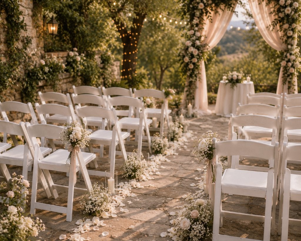 Klapstoel, wedding chair wit huren | €3,81 p.s. per 3 dagen, Ophalen of Verzenden, Nieuw, Geboorte of Huwelijk