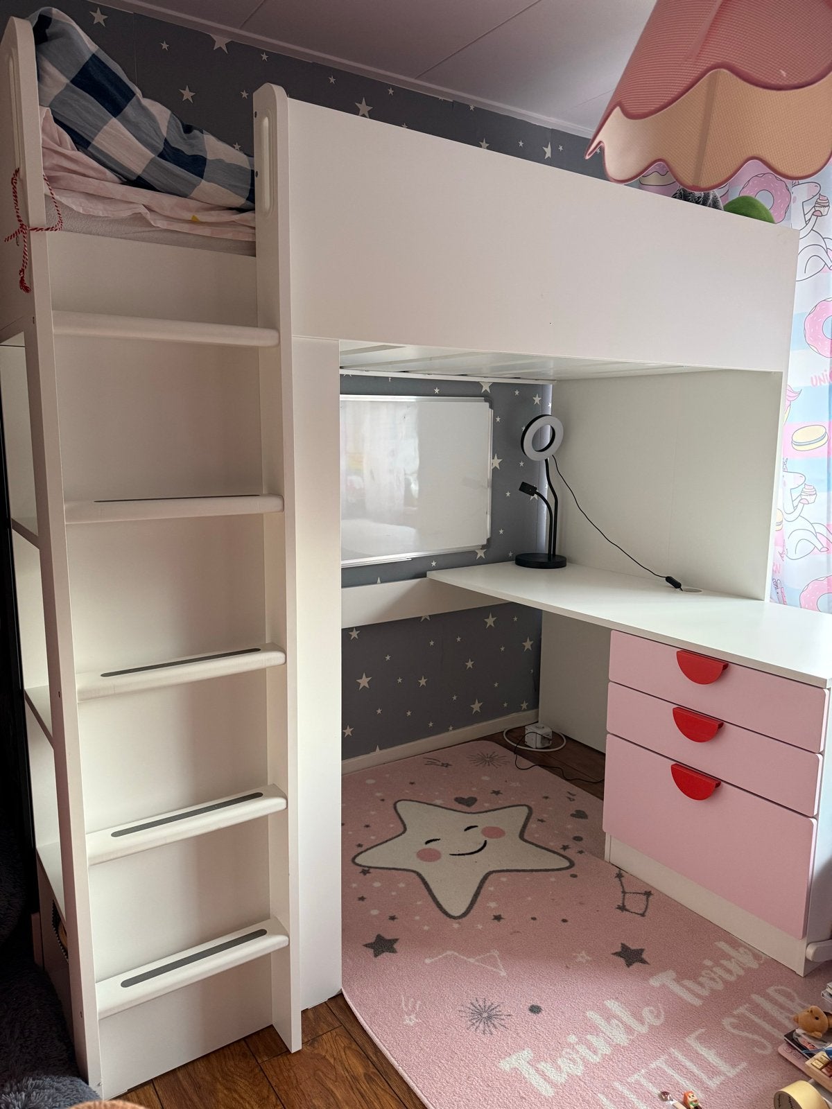 Smástad Hoogslaper met bureau en lades 90x200 cm, Ophalen, Gebruikt, Eenpersoons, Minder dan 160 cm