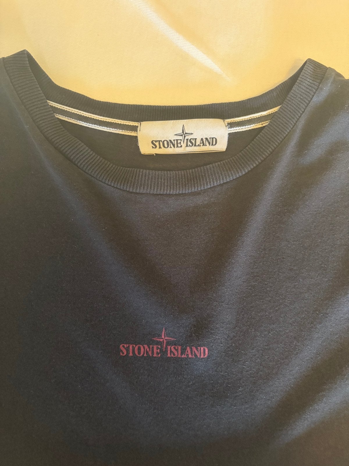 Stone Island T-shirt Maat L Zwart met print, Ophalen of Verzenden, Gedragen, Maat 52/54 (L), Zwart