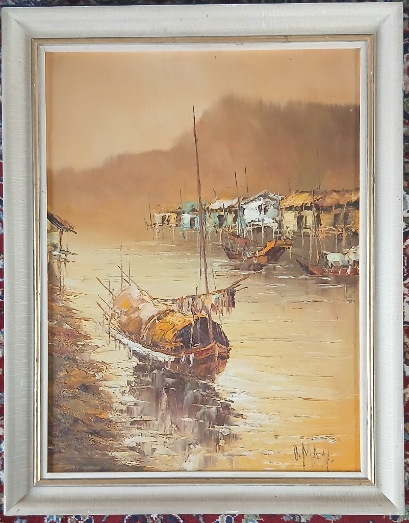 D.MAN - Asia, Ophalen, Maritiem / water, Doek, Gesigneerd