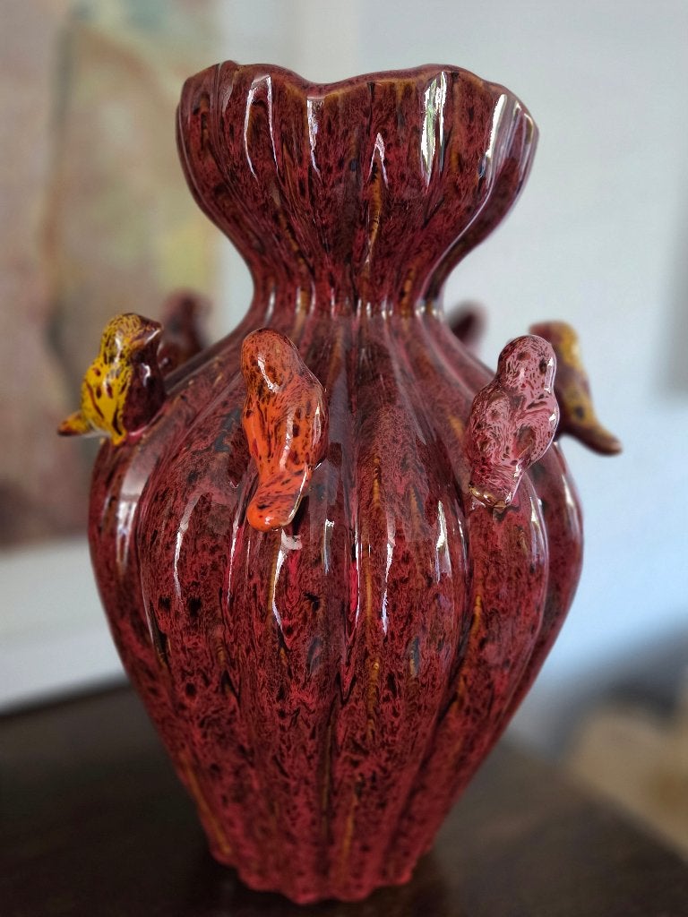 Nieuw, COLMORE, vaas LENNY, keramiek, Ø23x30cm, antiek rood., Overige kleuren, Colmore, Ophalen of Verzenden, Info@colmore.nl