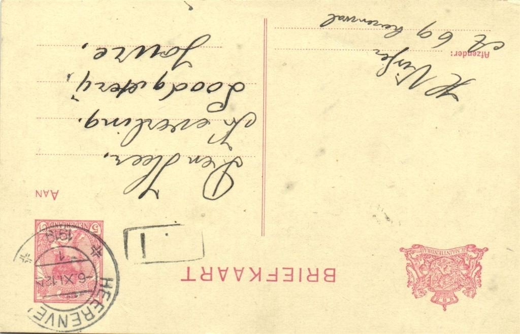 H. Visser, Heerenveen - 11.1919 - briefkaart, Postzegels en Munten, Brieven en Enveloppen | Nederland, Ophalen of Verzenden, Briefkaart