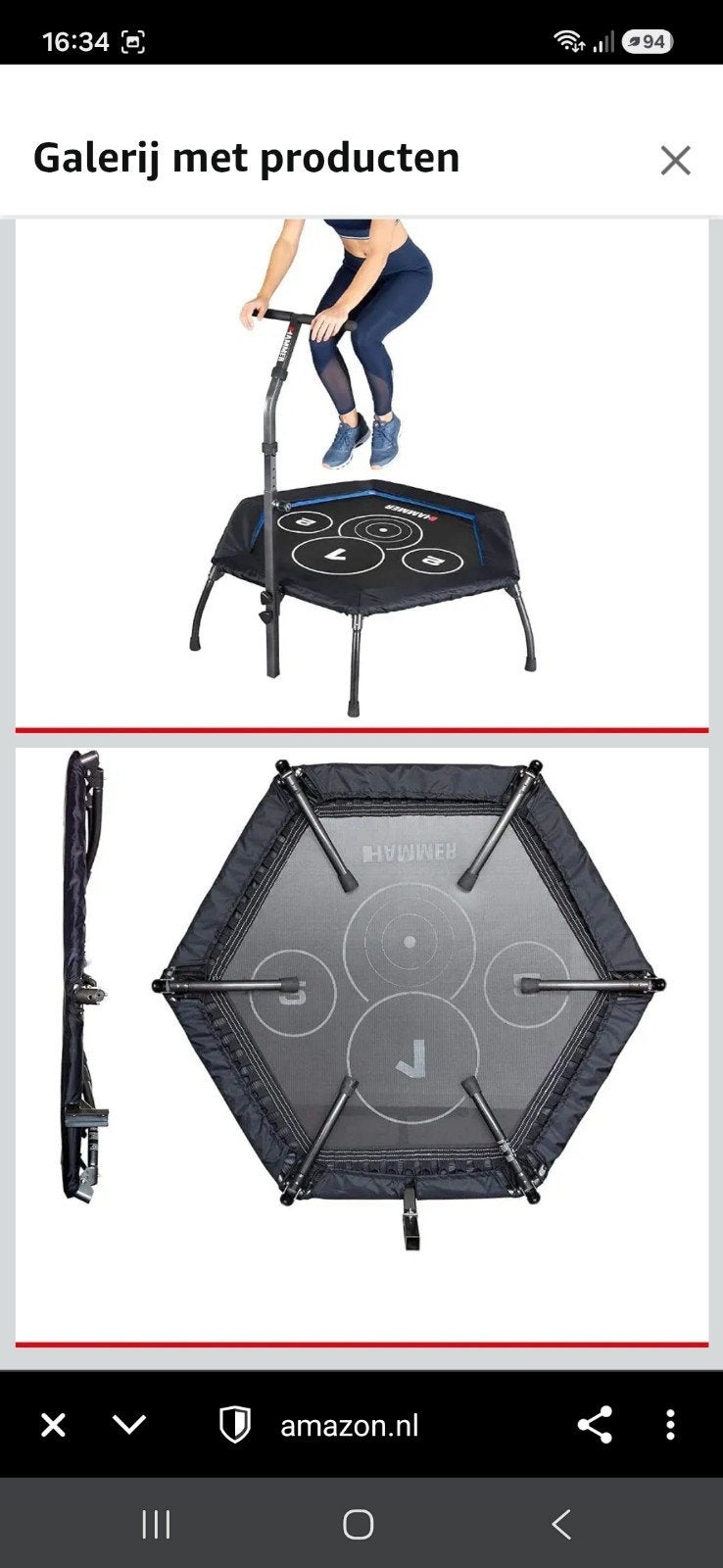 Hammer Cross Jump Fitness Trampoline - Zwart, Sport en Fitness, Ophalen, Zo goed als nieuw, Overige typen