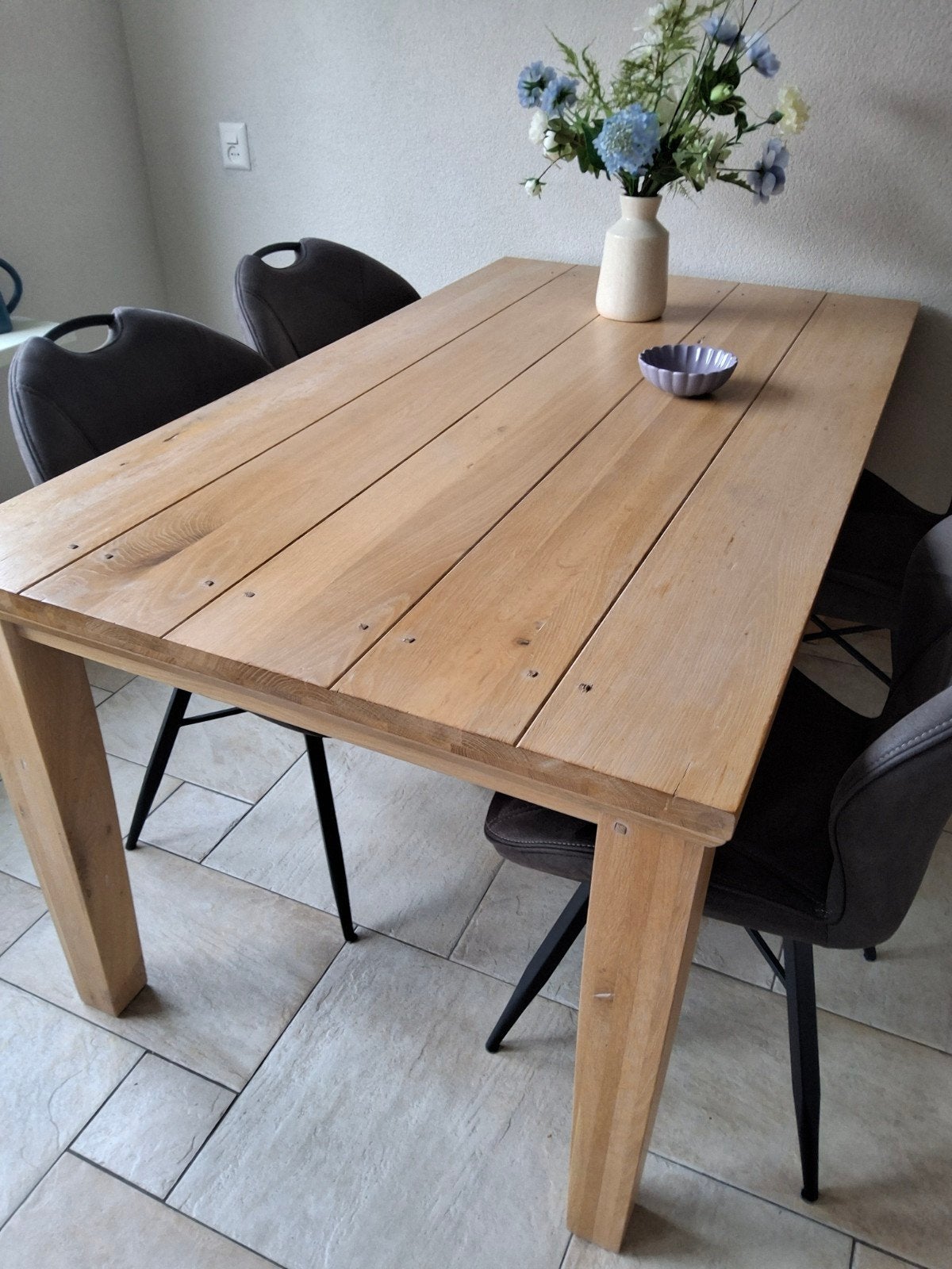 Massief eikenhouten tafel 160 cm x 90 cm, Huis en Inrichting, Ophalen, Gebruikt, Eikenhout, Vier personen