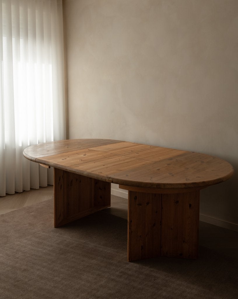 Vintage Deense grenen ronde uitschuifbare eettafel, jaren 80, Ophalen, Gebruikt, Rond, Mid Century Modern, Rustiek