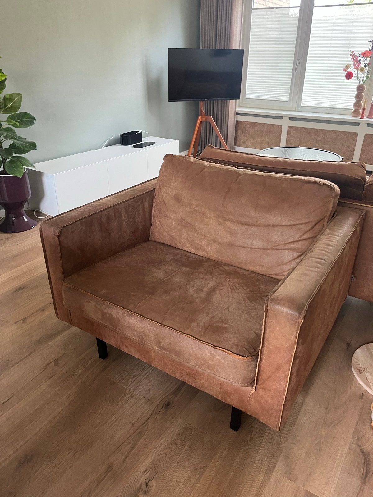 Comfortabele bruine fauteuil - be pure home (woood), Huis en Inrichting, Stoelen, Ophalen, Gebruikt, Bruin, Eén