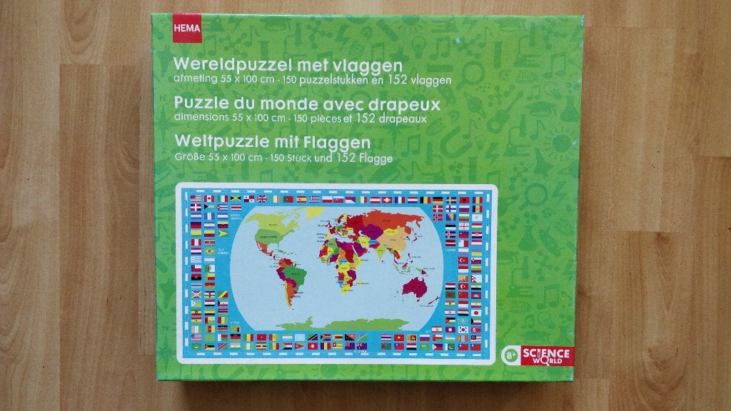 Kinder Puzzel Wereldkaart - 150 stukjes, leeftijd 8+, Ophalen, Minder dan 500 stukjes, Gebruikt, Legpuzzel