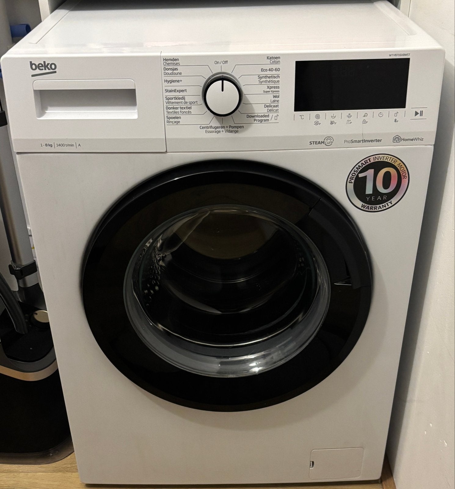 Beko Wasmachine WTV8716XBWST met stoomfunctie (2022), Witgoed en Apparatuur, Wasmachines, Ophalen, 1200 tot 1600 toeren, 8 tot 10 kg