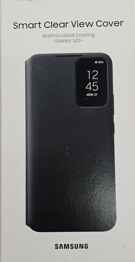 Samsung Galaxy S22+ Clear View Cover Zwart - Retourdeal, Overige modellen, Nieuw, Hoesje of Tasje, Ophalen of Verzenden