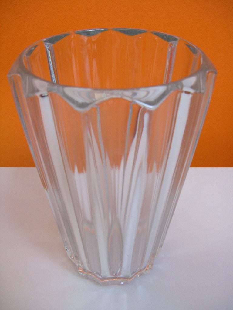 retro vintage glazen / kristallen vaas 1960s, Antiek en Kunst, Ophalen of Verzenden