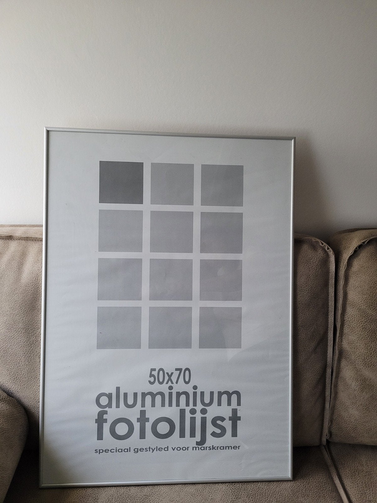 Aluminium fotolijst 50x70 cm - Zilver, Ophalen, Gebruikt, Fotolijst, Metaal