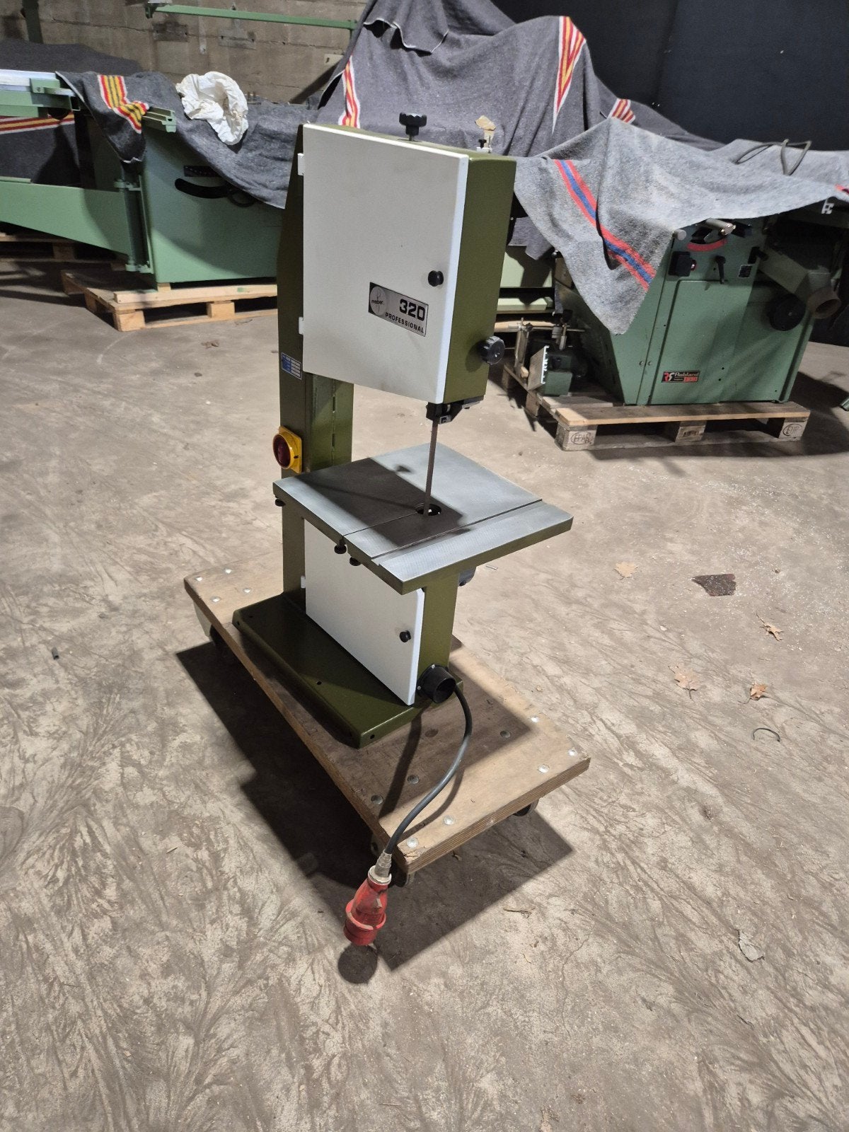 Lintzaag Meber 320 tafelmodel 400v, Ophalen of Verzenden, Gebruikt, 1200 watt of meer, Bandschuurmachine