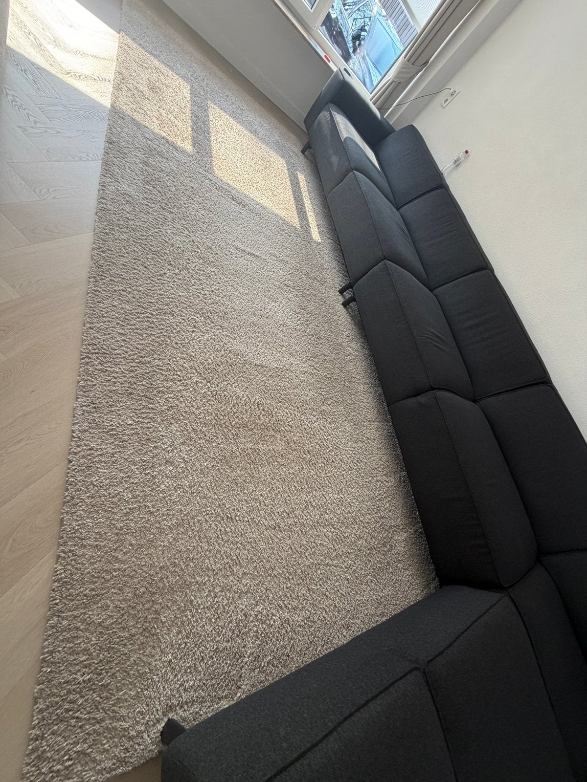 Crème groot vloerkleed 400x170 cm hoogpolig, Ophalen, Gebruikt, 200 cm of meer, Crème