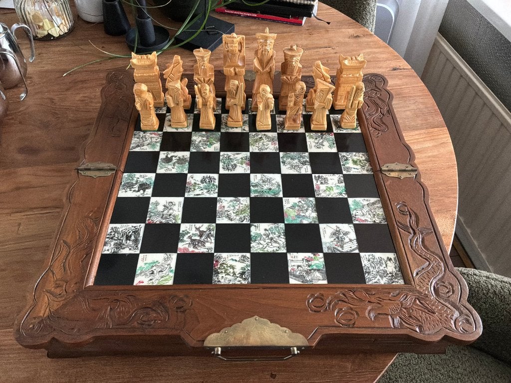 Chinees Houten Sier schaakspel, Een of twee spelers, Ophalen of Verzenden, Zo goed als nieuw