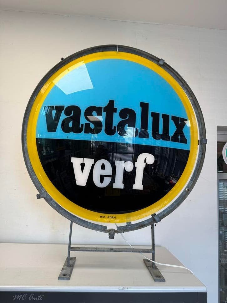 Vintage Vastalux Verf Reclamebord, Verzamelen, Ophalen, Gebruikt, ., Lichtbak of (neon) lamp