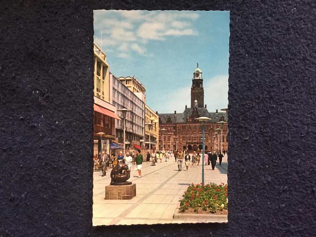 Vintage Ansichtkaart Rotterdam Stadhuisplein, Ophalen of Verzenden, 1960 tot 1980, Ongelopen, Zuid-Holland