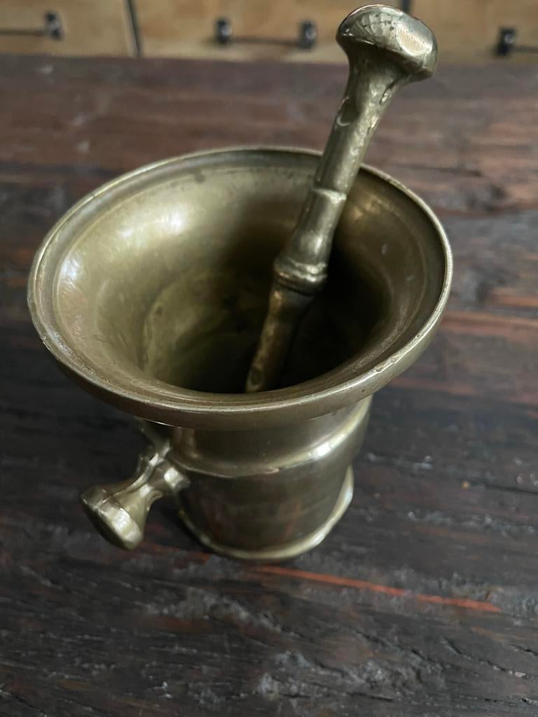 Koperen vijzel met stamper 15 cm, Antiek en Kunst, Antiek | Koper en Brons, Ophalen of Verzenden, Koper