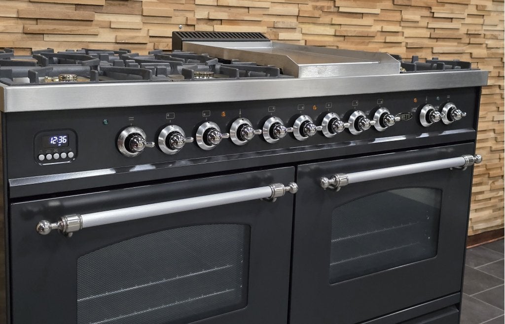 Luxe Fornuis Boretti 120cm antraciet rvs 2 300 ovens, Niet ingevuld, Niet ingevuld, Ophalen of Verzenden, Zo goed als nieuw