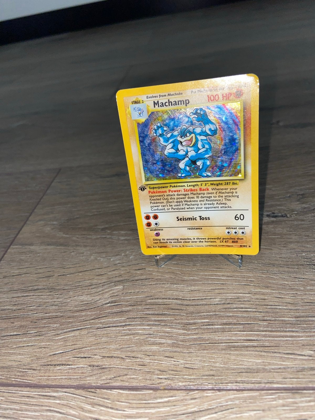 Machamp 1st Edition Holografische Pokémon Kaart, Ophalen of Verzenden, Gebruikt, Losse kaart, Foil