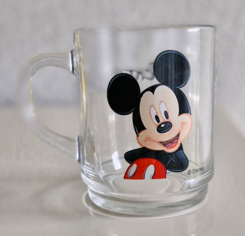 Theeglas Mickey Mouse, Ophalen of Verzenden, Mickey Mouse, Zo goed als nieuw, Servies