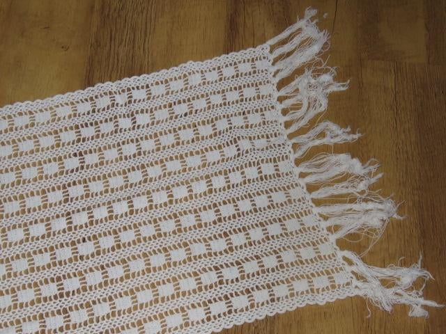 Vintage gehaakt kleed tafelloper creme katoen, Ophalen of Verzenden
