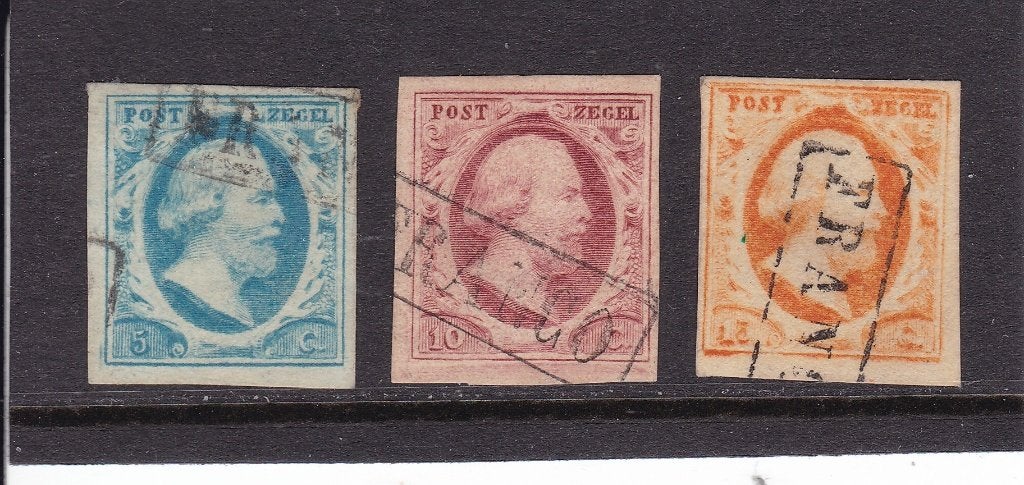 1852, Koning Willem III, 1e emissie , nvph nrs. 1 - 3, gebr., Postzegels en Munten, Verzenden, T/m 1940, Gestempeld
