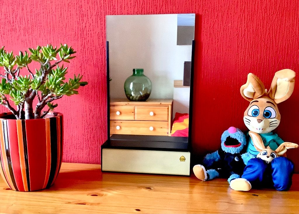 Jaren 60 Brabantia spiegel met kammenbakje, Ophalen, Minder dan 50 cm, Zo goed als nieuw, Minder dan 100 cm
