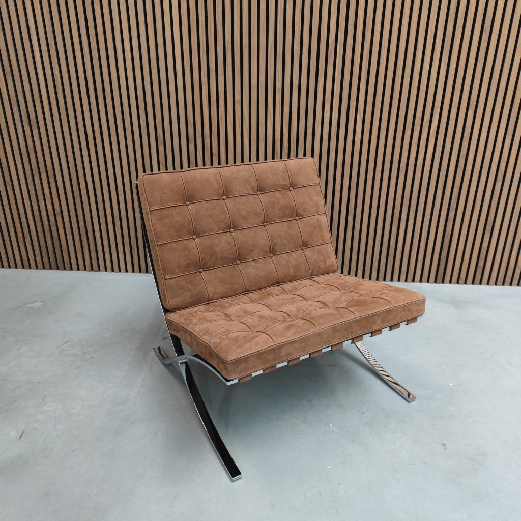 Knoll Barcelona chair - Cognac Suede limited edition, Ophalen of Verzenden