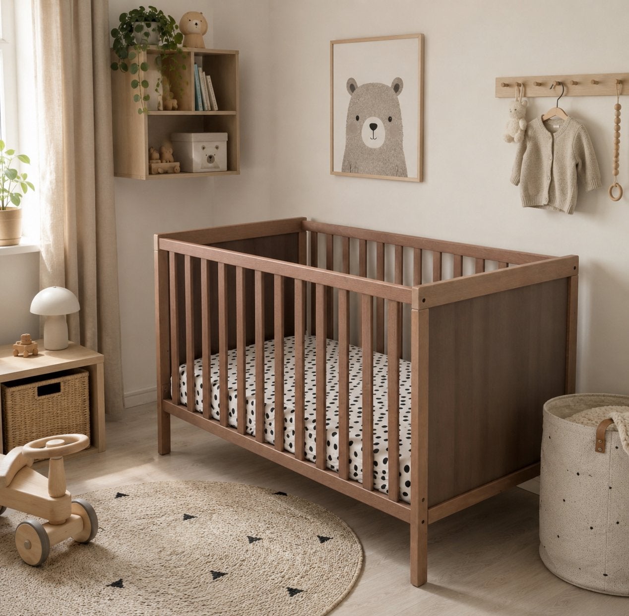 Sundvik babybedje plus commode IKEA. In mooie taupe kleur., Kinderen en Baby's, Kinderkamer | Complete kinderkamers, Ophalen, Zo goed als nieuw