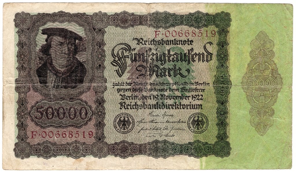 Duitsland 50.000 Mark 1922 groot formaat, Postzegels en Munten, Bankbiljetten | Europa | Niet-Eurobiljetten, Verzenden, Duitsland