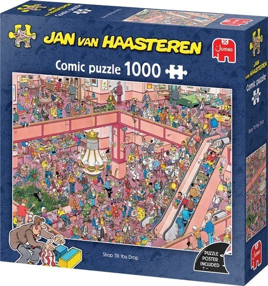 Puzzel Jan van Haasteren - Shop till you Drop, Ophalen of Verzenden, 500 t/m 1500 stukjes, Zo goed als nieuw, Legpuzzel