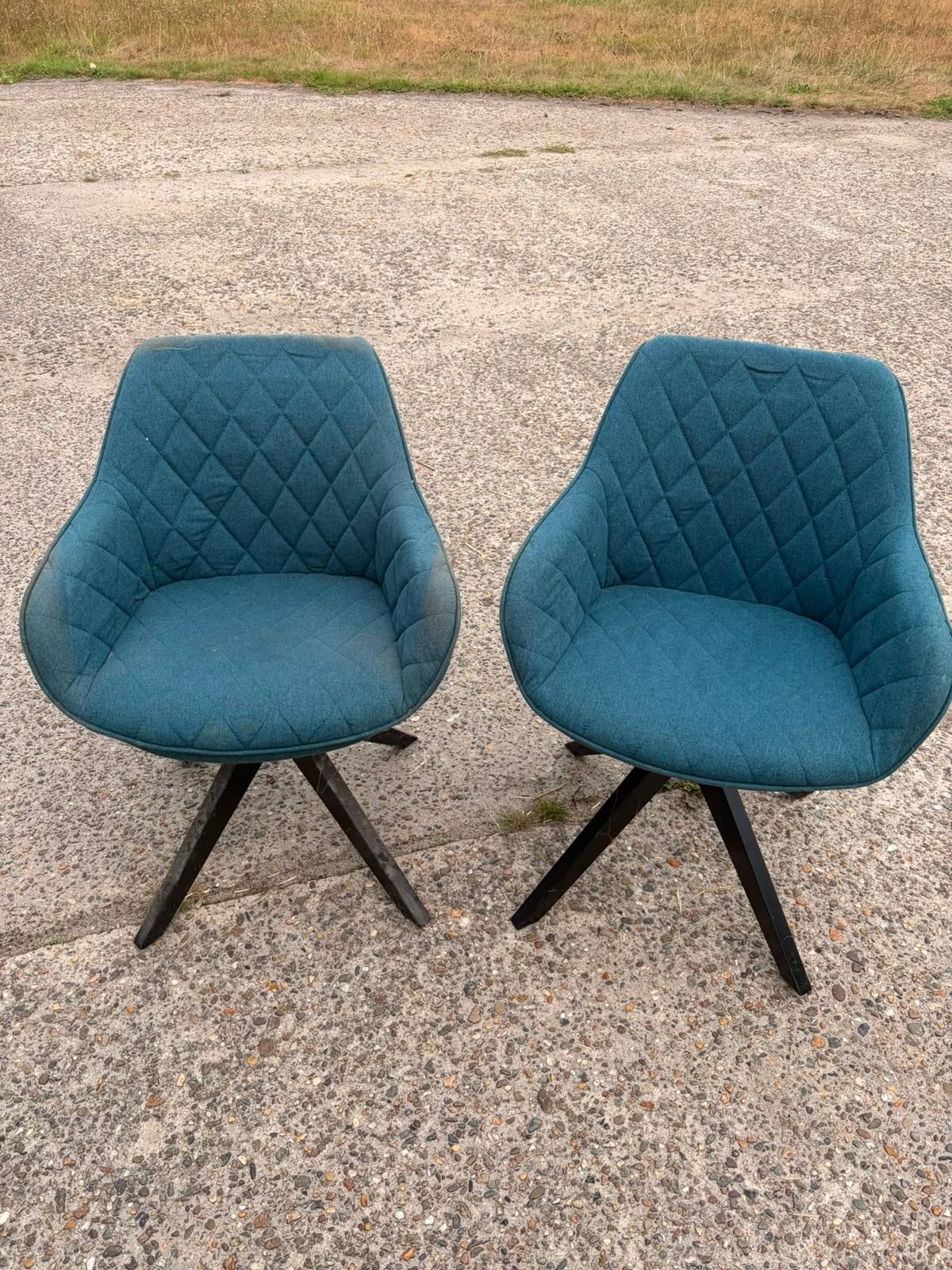 Set van 2 blauwe stoffen stoelen, Ophalen, Gebruikt, Twee, Blauw