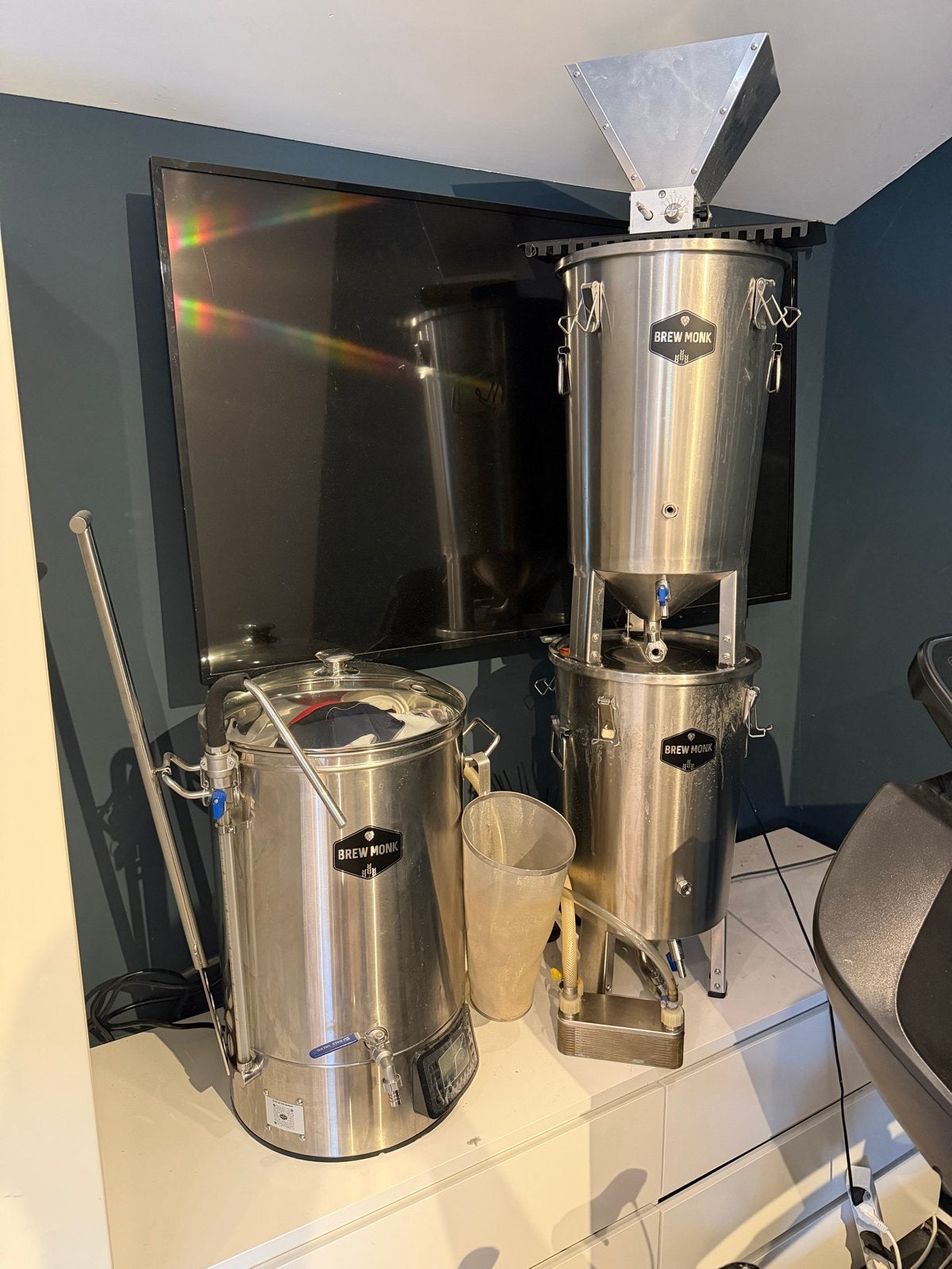 Brew Monk brouwsysteem 30 liter moutmolen rvs vergistingsvat, Ophalen, Gebruikt