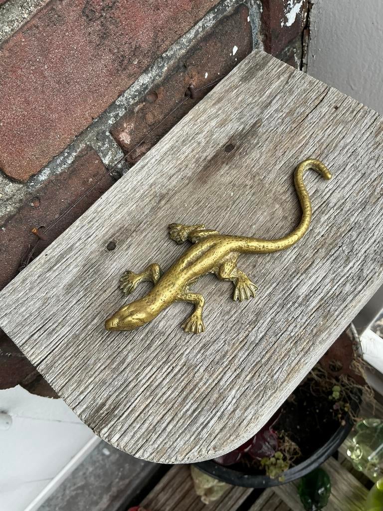 Salamander, hagedis ong 13 cm lang. Van messing / geel koper, Ophalen of Verzenden