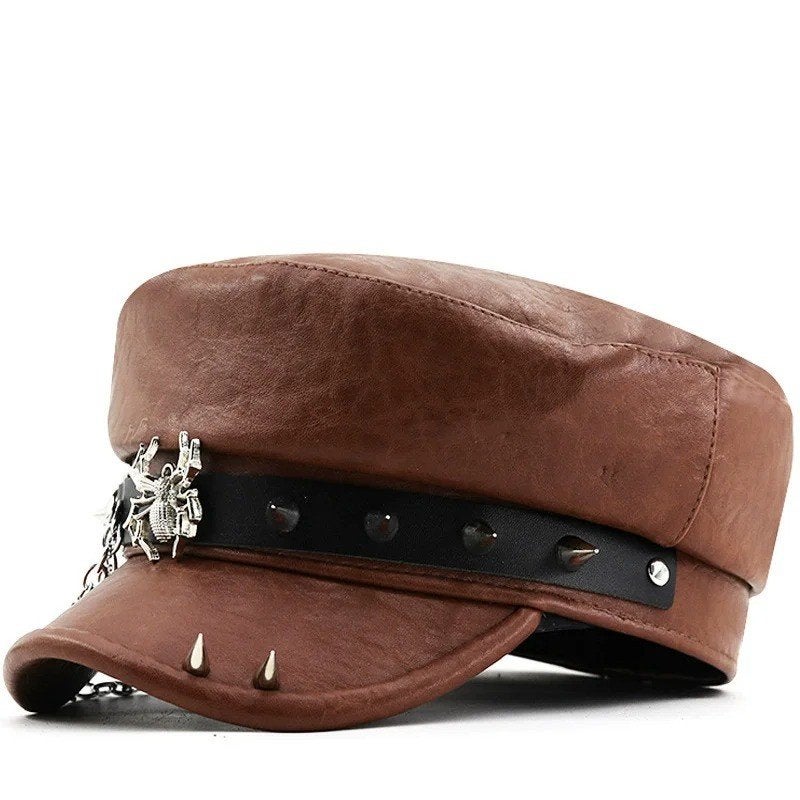Dameshoed Y2K punk captain stijl van PU leer - Spikes, Ophalen of Verzenden, Nieuw, One size fits all