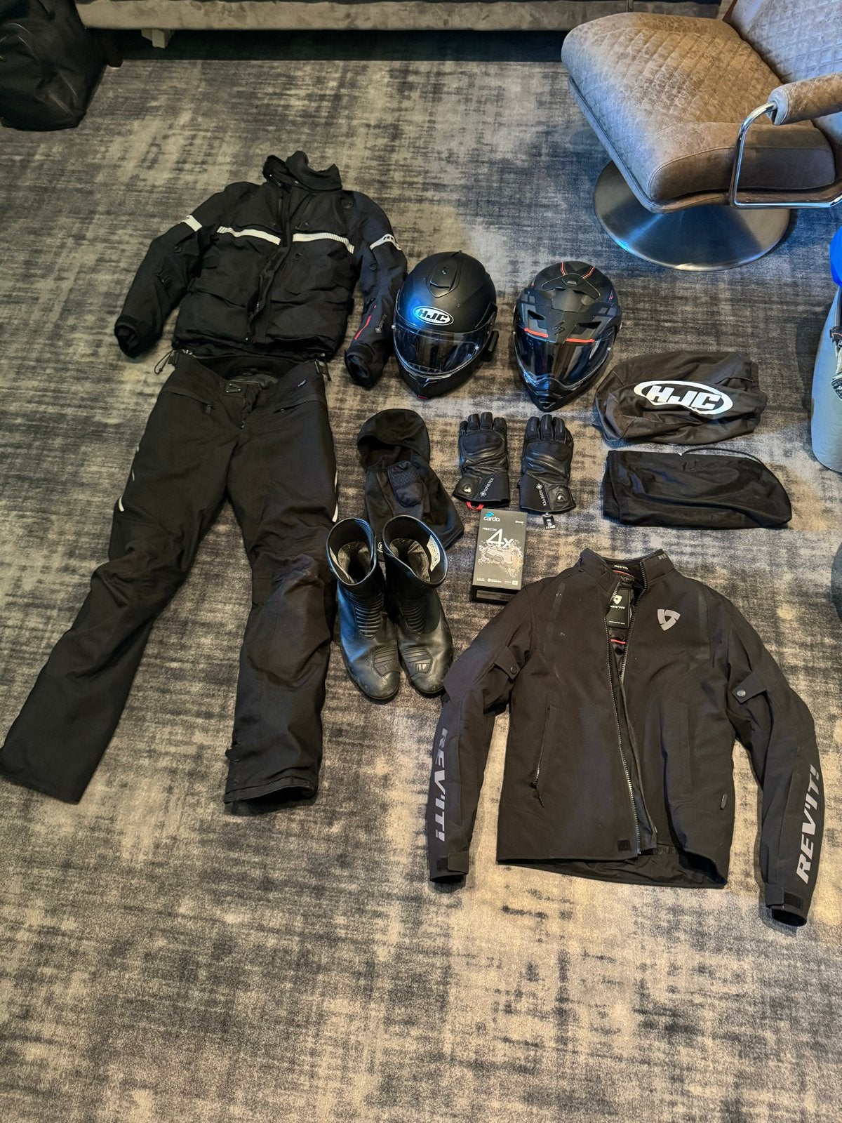 REV'IT! Motorpak (Jas 2x, Broek, Handschoenen, Laarzen), Ophalen, Tweedehands, Heren, Overige typen