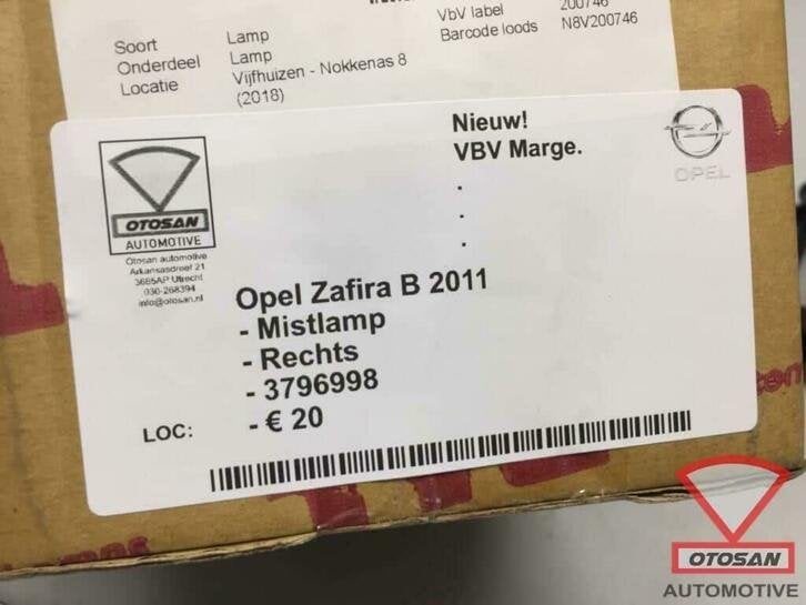 opel zafira b 2011 mistlamp nieuw! rechts 3796998, Auto-onderdelen, Ophalen of Verzenden, Kontakt@opel-infoservice.de, Opel, Bahnhofsplatz 1
65423  Russelsheim am Main, DE