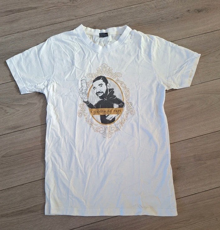 Mister Tee wit shirt met Champagne Papi print, Maat 48/50 (M), Wit, Ophalen of Verzenden, Zo goed als nieuw